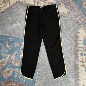 L’AGENCE Tailored Pants Size 4 Black Contrast Trim Parisian Classic Timeless